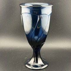 Set of 6 Noritake Sweet Swirl Wine Glass Goblets Cobalt Dark Blue Stemware 7.5”