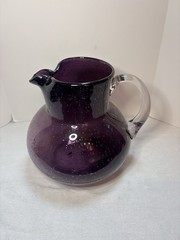 Artland Iris Plum Purple Bubble Glass Water Pitcher Hand Blown RARE