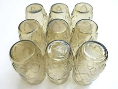 9 Anchor Hocking Madrid Brown Amber Tumblers Set Vintage 5″ Barware MCM Glasses