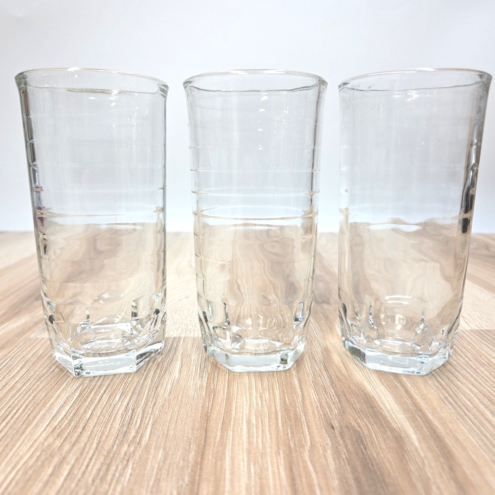 Vintage Set Of 3 Libbey Crisa 8 Oz. Juice Tumblers Ribbed