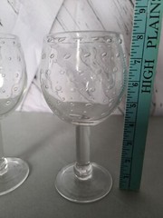 Bubbled Goblet Glasses Clear Set of 2 Heavy Weight Unmarked Not matched