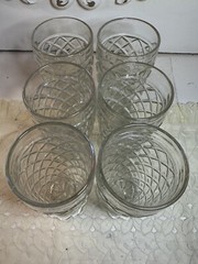 6 Anchor Hocking WATERFORD WAFFLE CRYSTAL *4 7/8″ – 10oz Footed Tumblers