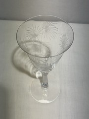 Set of 4 Fostoria Lido Crystal Water Goblet Scepter Stem Palm Leaves Etched 7.5”