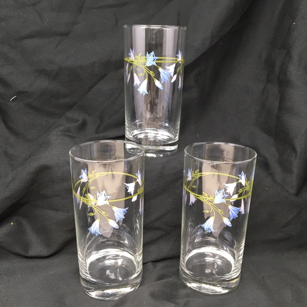 Corelle Pattern Blue Dusk Drinking Glasses Ice Tea Tumblers 12 oz Lot of Three