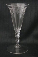Georgian AIR TWIST STEM WINE GLASSES – Beautifully Engraved – Set of 2 – 7 1/2″