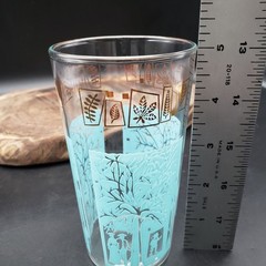 Vintage Turquoise Gold MCM Cocktail Glasses Set of 4 Retro Barware 5”