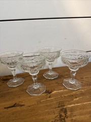 McKee Clear Glass Rock Crystal Sherbet Champagne Depression Glasses- Set of 4