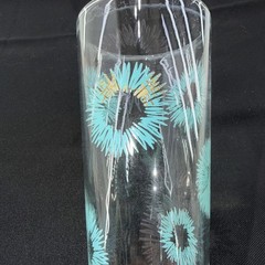 MCM Atomic Highball Glasses Set of 2 Turquoise Blue and Gold Vintage