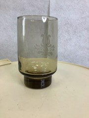 Vintage Pfaltzgraff Village Brown Smoke Etched Tumbler Glasses 4.75” Set of 4