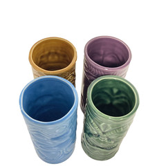 VTG Accoutrements Tiki Glasses Tumblers Set of 4 Multicolor 2001