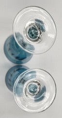 Pair Of 7.6″ Blue Iridescen Art Decor Made In Italy Wine Goblets Swirl Pattern