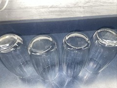 Set Of 4 Optic Ribbed 6″ Barrel Shape Tumblers Glasses Czech Republic