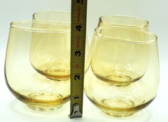 Amber Glass Roly Poly Yellow Old Fashioned Wine Stemless Tumbler 4- 8oz