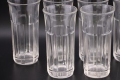 Vintage Huge Lot Of Glass 6 Paneled Heavy Flare Rim Clear Glasses Cups Small