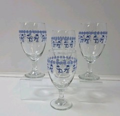 Set of 4 Libbey Snowman Holiday 16 oz 7” Glass Blue Winter Goblets