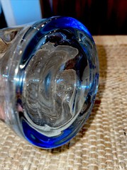 CONTEMPORARY BLUE THUMBPRINT DIMPLE ROCKS GLASSES SET OF 4