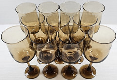11 Libbey Connoisseur Tawny Water Goblets Set Vintage Elegant Stemware Retro Lot
