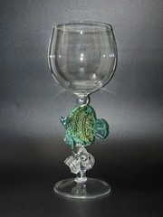 Romantic Murano Glass Colours Sea Angelfish Figurine Wine Whisky Beer Own Goblet