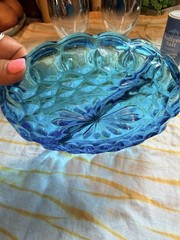 MCM vintage Anchor Hocking «Fairfield» pattern 2-part oval divided relish dish
