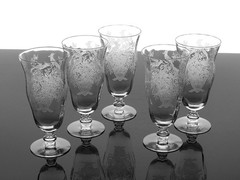 TIFFIN-FRANCISCAN PERSIAN PHEASANT OPTIC CRYSTAL ICED TEA GLASSES – SET OF 5