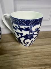 Lauren Ralph Lauren Mandarin Blue Porcelain 6 Tea Cups & 2 Coffee Mugs