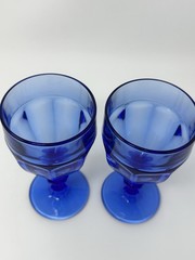 Duratuff Libbey Light Blue Gibralter 7” 10oz Water Goblets STEMWARE. Set of 2