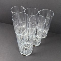 6 Bohemia Crystal Highball Tumbler Glasses Optic 300mL Vintage Czech Republic