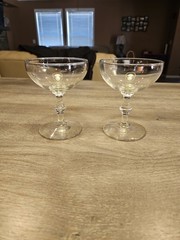 2 Simple Classic Champagne Water Coupe Glasses Great Gatsby With Wafer Stems