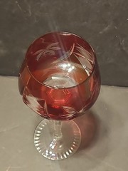 Lausitzer LA15 Ruby Red Hock Wine Glass Cut Foot 8″ Germany