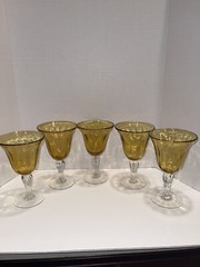5 Val de Pome France Honey Yellow Water Goblets Saba 10 Oz- 7 1/2”