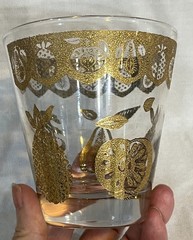 1 CULVER 22KT GOLD FLORENTINE FRUIT LOW BALL GLASS BARWARE MCM Replacement