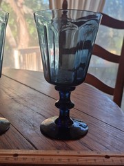 Lenox Hand BlownAntique Blue 6.75″×3.75″ Water Goblets Set of 2 EUC