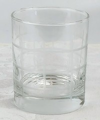 Set of 4 Vintage Plaid Grid Glass Tumblers Frosted Etched Lines Mid-Century…