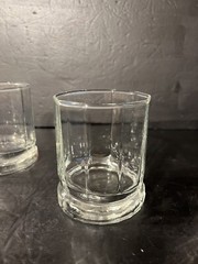 Vintage Anchor Hocking Essex Clear 10 Panel Footed Juice Glasses 6 oz Set 4