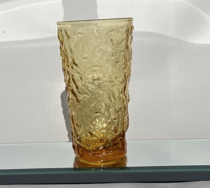 HONEY GOLD Anchor Hocking Lido Milano 12 Oz Flat Tumbler Glass 5 1/2″ Tall