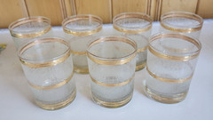 7 Vintage MCM Culver Gold Trim Icicle On The Rocks Glasses Icicle 3.5″ 10 Oz A