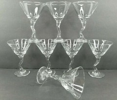 8 Libbey Z Stem Clear Martini Glasses Crooked Cocktail Cosmopolitan Glasses Set