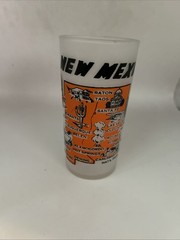 NEW MEXICO The Sunshine State Frosted Hazel Atlas Drinking Glass 5”
