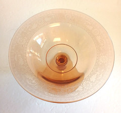 Vintage Fostoria 1920-1930 Twisted Stem Amber Compote Seville Pattern 6″ Tall