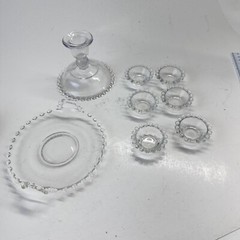 Candlewick Clear Glass Bubble Edge Mixed Lot Salt Dips Tray candlestick