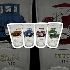 Hazel-Atlas Vintage Classic American Cars Tumbler Glasses Set Of 4 Original Box