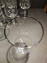 Noritake RHYTHM Clear Water Goblets Platinum Trim 7″ EXC