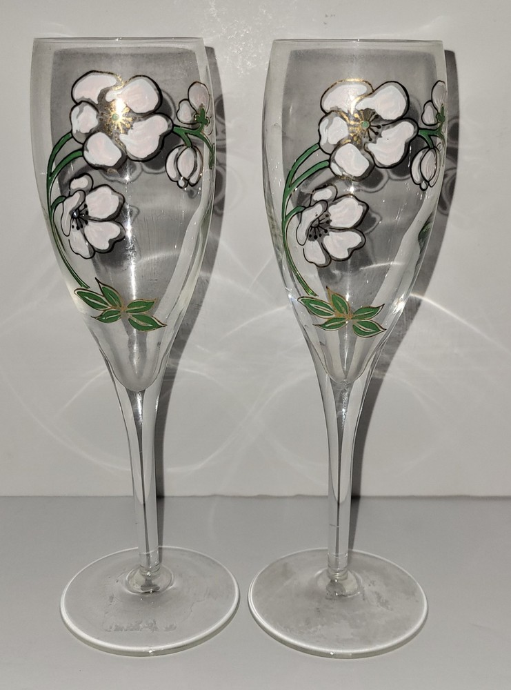 Champagne Flute PERRIER JOUET LE FLEUR BELLE Epoque Glasses Pair