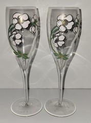 Champagne Flute PERRIER JOUET LE FLEUR BELLE Epoque Glasses Pair