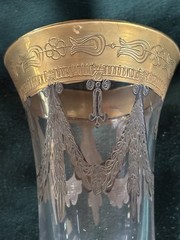 MEDICI FOOTED CHAMPAGNE FLUTE GLASS 24K GOLD NEIMAN MARCUS HORCHOW, 8 OZ 7.75″