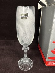 Mikasa Crystal THE RITZ 8.5” Elegant Champagne Flute Ribbed Stem – Set of 4