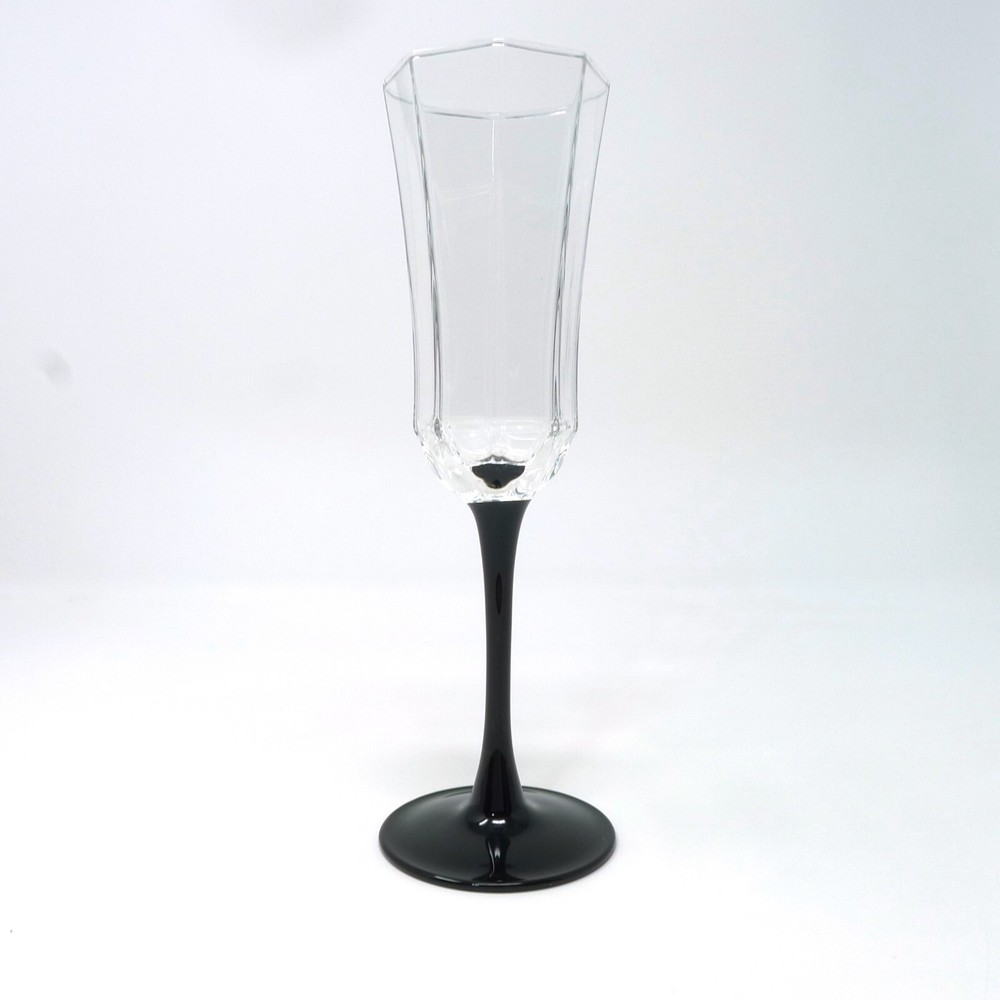 Octime Flute Domino Signature Black Flared Stem Luminarc Cristal D’Arque Duran