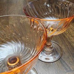 Vtg French Luminarc Pink GlassWare Lot champagne flute +