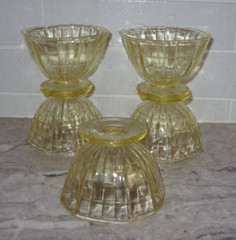 Anchor Hocking 5 Block Optic Yellow Depression Champagne Sherbet Dessert Glasses