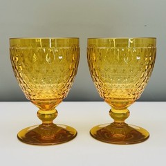 Lot 4 VILLEROY & BOCH BOSTON Amber GOBLETS XL Wine Water Sangria GLASSES 5.50″